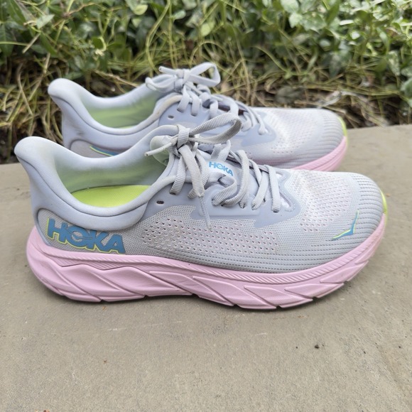 Hoka One One Shoes - Hoka One One Womens ARAHI 7 Gull Gray Pink Running Sneakers Sz 7B